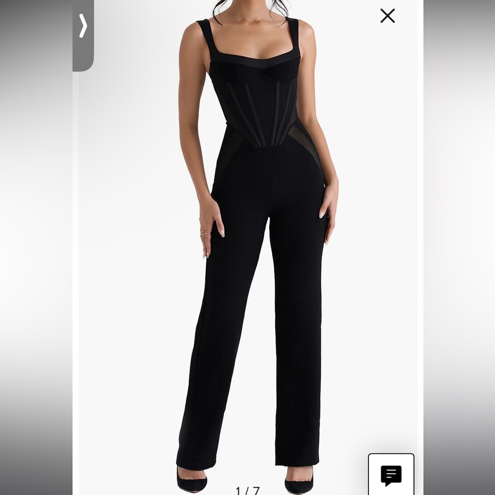 House of CB Mylene Corset Mesh Panel Jumpsuit